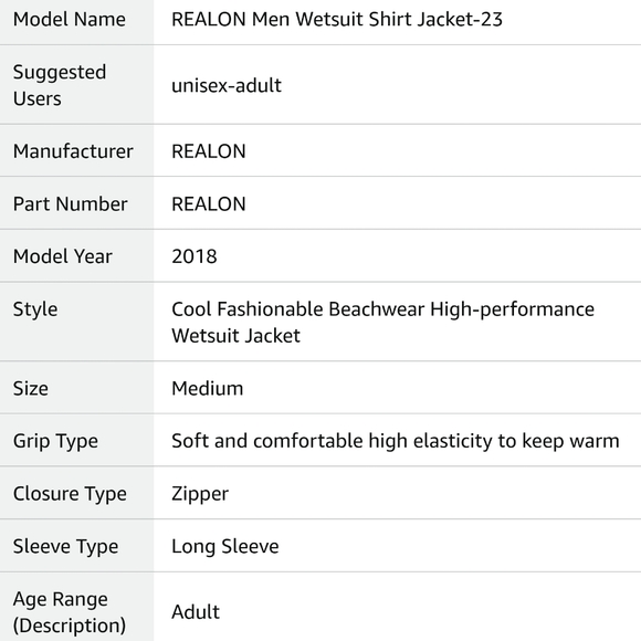 REALON Wetsuits Top Jacket Women Men 2mm Neoprene Long Sleeve Shirt 3mm - Picture 14 of 15